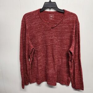 GAP Pullover Sweater Mens‎ XL Red Long Sleeve Marled Knit Casual Crewneck Soft